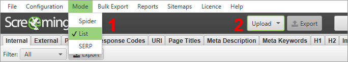 screaming frog list mode