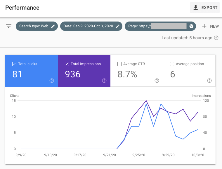 search console page report
